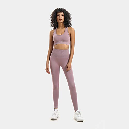Realtop Yoga Sets for Women Clothing,Outfits Gym Leggings and Sports Bra,Outdoor Running Seamless Clothing 2pcs (Light Purple,L)