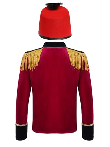 Hedmy Kids Boys Marching Band Drum Major Uniforms Long Sleeve Tassel Honor Guard Tuxedo Jacket with Hat2