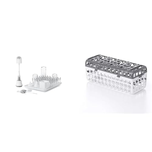 Image of OXO Tot Bottle & Cup Cleaning Set, Gray & Tot Dishwasher Basket, Gray