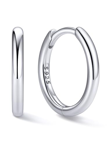 ChicSilver Mini Creole Argent 925 Massif Argent Femme Homme Petite Hoop Earrings Créoles 10 MM Anneau Boucles d’Oreilles