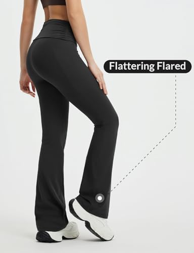baleaf Womens Flare Yoga Pants Fold Over Flared Leggings with Pockets Tummy Control Bootcut Pants4