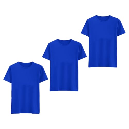 T-shirt enfant col rond lot de 3 maillots unis en coton doux pour fille et garçon