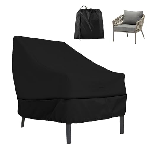CAAGGMM Housse de Chaise de Jardin, 80 x 85 x 91cm Housse de Chaise Empilable, pour Fauteuils, Les Chaises à Dossier, Noir