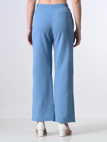 Image of Women's High Waist Straight Fit Trousers,Solid Korean Stretchable Pants for Women, Regular Fit Elastic Waist Full Length Formal Trouser,Casual,Office Wear