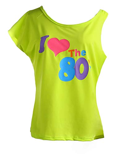 Image of Kid Girl I Love 80s T-Shirt 1980s Star Sequin Tutu Skirt with Neon Necklace Bow Headband Hair Clip Set (14 /16, Style 2-Purple)