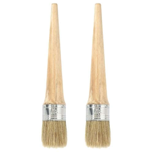 Amosfun Pinceles Redondos de 40 Mm Mango de Madera, Juego de 2 Unidades, Cepillos de Cerdas para Pintura al Óleo Profesional, Manualidades y Bricolaje en Hogar y Arte