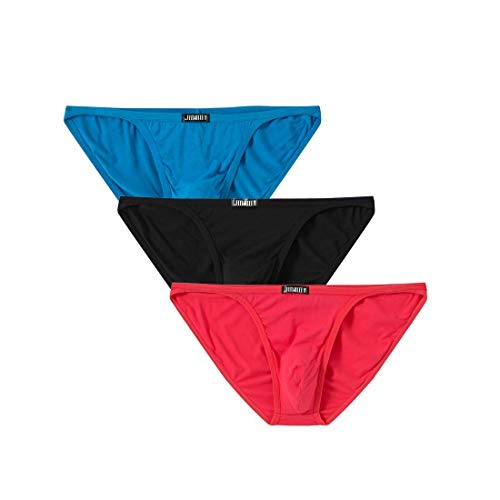 JINSHI Men's Sexy Underwear Low Rise Bikini Briefs Stretch Pack of 3