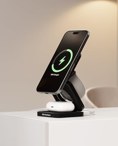 Image of DailyObjects Surge Foldaway 3-in-1 Qi2-Certified Magsafe-Compatible Wireless Charger | Compatible with iPhone 12 and Above & All Qi Enabled Phones, Earbuds, Smartwatches | Fast Charging
