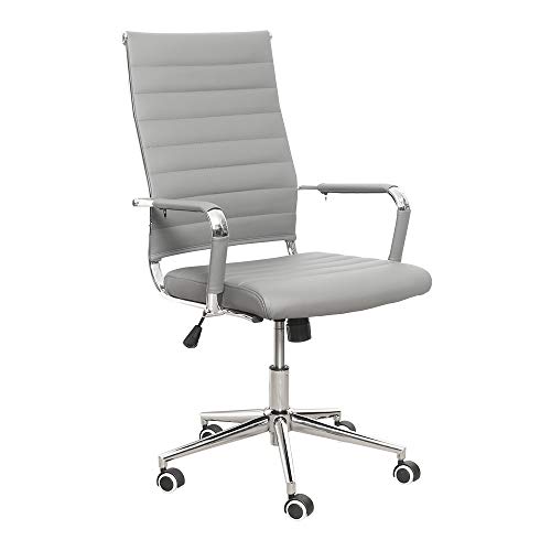 Preisvergleich Produktbild eclife Ergonomischer Bürostuhl, Chefsessel Schreibtischstuhl drehstuhl mit Höhenverstellbare Armlehne, hoher Rückenlehne, Neigungsfunktion, Lordosenstütze, Chrome-Rädern (Grau)