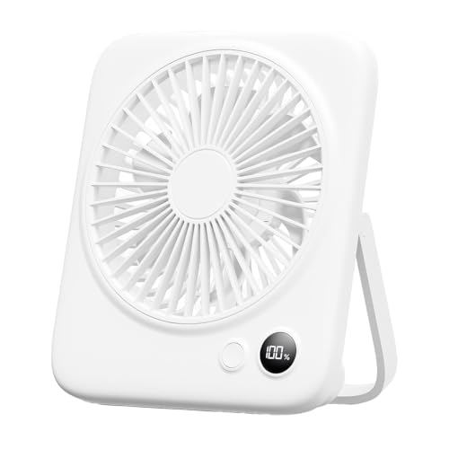 NHQZ Mini Ventilatore da Tavolo,Ventilatore Portatile Ricaricabile,Ventilatore Ricaricabile,Adatto per ufficio, casa, viaggi all'aperto(Bianco)