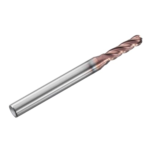 Image of HARFINGTON 5 Pcs Ball Nose End Mill 4 Flute 9 /64 inch Diameter 3 /16 inch Shank Tungsten Carbide TiAlN Coated Spiral CNC Router Bits 9 /16 inch Cutting Length Single End Ball for Carving Engraving Grinding