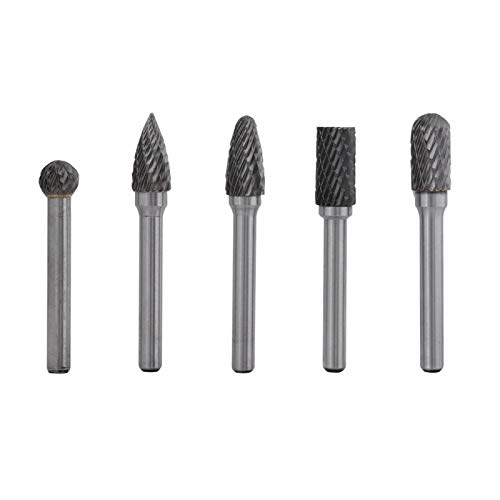 5-teiliger Doppelkorn-Hartmetall-Rotationsfeilen-Schleifkopf aus Wolframstahl mit 10-mm-Kopf und 6-mm-Griff-Rotationsschneider-Bits-Kit
