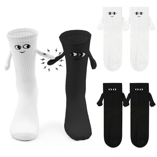 2 Paar Magnetische Socken mit Magnetischen Händen 36-43 Hand in Hand Magnet Socken Damen Herren Kleinigkeiten für Adventskalender Kleine Lustige Geschenke für Frauen Männer Freunde Familie Partner