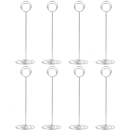 Image of Radezon 20 Pack 8.75 inch Tall Table Number Holders Place Card Holder Table Picture Holder Wire Photo Holder Clips Picture Memo Note Photo Stand (Silver)