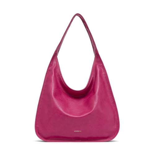 Image of NEWBELLA Hobo Purse, PU Leather Shoulder Bag, Tote Handbag for Work and Travel (Rose Red)