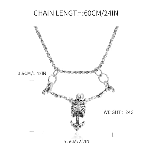 Skull Skeleton Necklace Gothic Jewelry for Men and Women, Gothic Necklace Accessories,Punk Rock Skull Pendent2