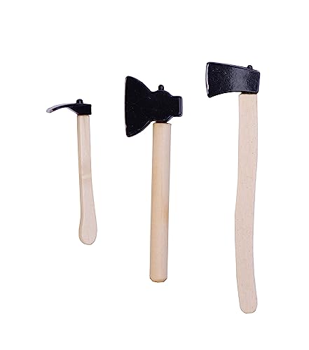 zalati Puppenhaus Axt 3pcs Mini Spielzeug mit Holzgriff und Metallkopf für 1:12 Puppenhaus Fee Garten Dekoration
