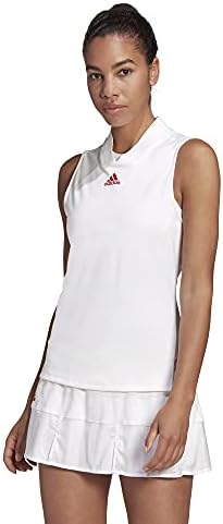 adidas Female Engineered Aeroready Tennis Match Tank,White/Scarlet,S