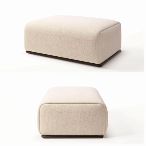 Image of Modern Sofa, Teddy Fabric, Chesterfield Style, Wooden Legs, for Living Room, Bedroom, Hallways (3+1+Ottoman Set)