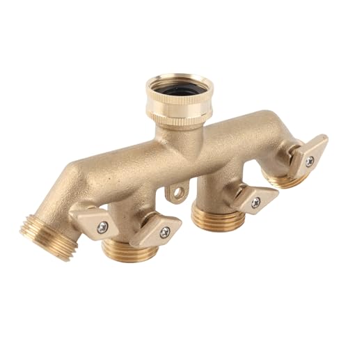 Brass 4 - Way Garden Hose Splitter, G3 / 4 Thread, Ball Valve Connector, 360° Rotatable Water Faucet Adapter - Leak, Easy Installation, Ideal for Plant Irrigation - Image 4