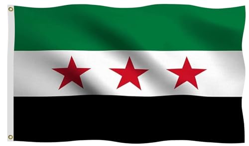 Syria Republic Flag 3X5FT, Republic of Syria Flags,Syrian National Council Independence Flag,Vivid Color, All Weather, Double Stitched Syrian Arab Flag with Sturdy Brass Ring. (3X5) -  cuttencreat