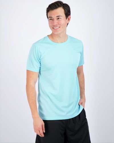 Image of Real Essentials 5 Pack: Men's Mesh Performance Quick Dry Tech Stretch Ultra-Soft Breathable Short Sleeve Crew Active T-Shirt | Available In Big & Tall, Moisture Wicking, Quick Dry, Cooling, Summer, Casual, Basketball, Tennis, Hiking, Yoga, Tops