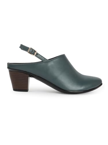 Image of Carlton London Women Comfortable Block Heel Round Toe Fashion Mule Shoes with Backstrap for Office, Casual and Formal Use