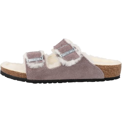Birkenstock Arizona Shearling Kids Sandals Suede Faded Purple Cozy Winter Footwear4