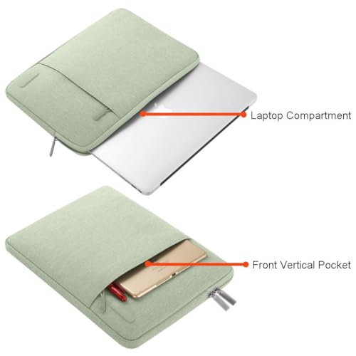 Image of MOCA Laptop Case 13 inch, Laptop Sleeve Compatible with MacBook Neo /Air /Pro 13 inch with A18 /M5 /M4 /M3 /M2 /M1 Chip 2026-2016, Polyester Vertical Computer Sleeve Bag with Pocket (Light Green, 13 inch)