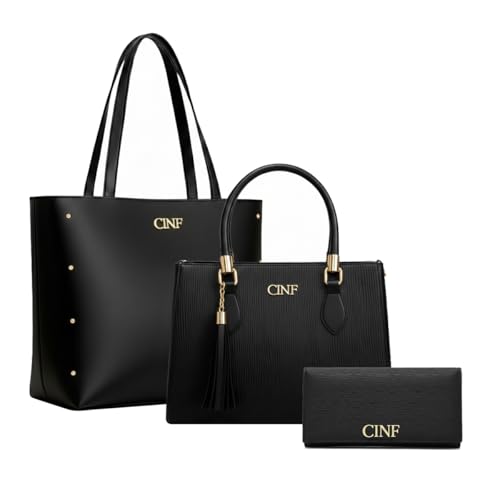 Kit Bolsa Feminina Sacola De Ombro Transversal De Mão E Carteira (Preta)