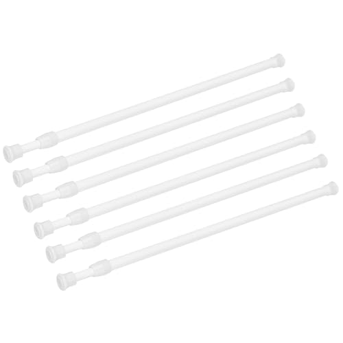 Ginbel Direct 6 Pack Tension Curtain Rod 15.7-28 Inch, Small Short Adjustable Extendable Spring Loaded Rods for Windows Cabinet Blinds Closet Bedroom Kitchen Bathroom Door No Drilling, White