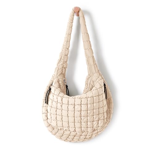 Image of ODODOS Quilted Carryall Tote Bag for Women Crossbody Hobo Lightweight Padding Shoulder Bag