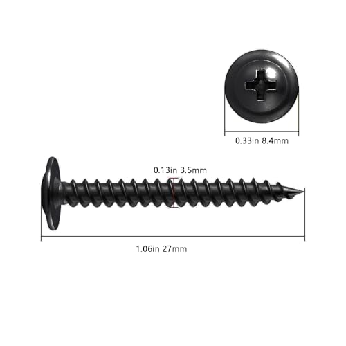Image of Wensilon(350 pcs)#6x1 inch Phillips Truss Head Wood Screws Black Galvanizing Quick Metal Self Tapping.