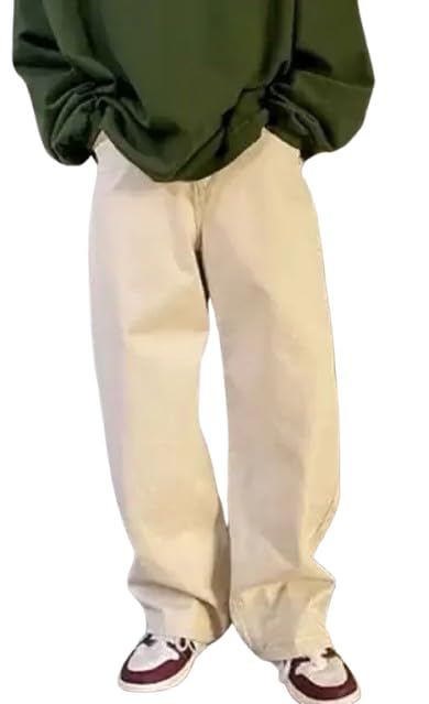 comfits Loose Fit Baggy Denim Jeans, Beige, Plain Style-picture-29