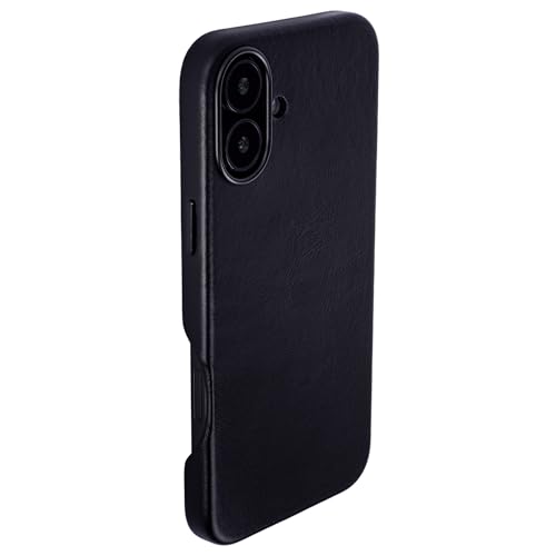 Dockem Leder-Hülle für iPhone 16 Plus, Kompatibel mit MagSafe (Schwarz)