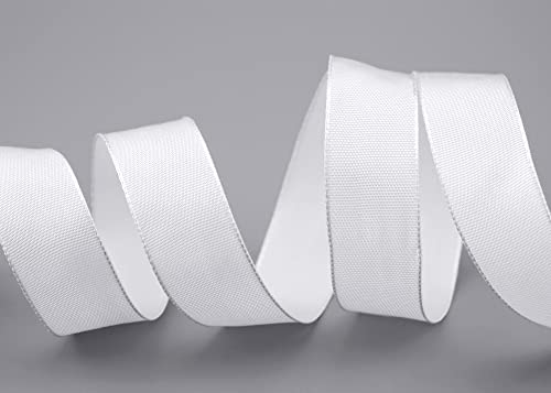 finemark 25 m x 25 mm Wired Edge Ribbon Leo White (601) Decorative Ribbon with Wired Edges Plain Gift Ribbon Fabric Ribbon Ribbon Visco Wire Made from Renewable Raw Materials Biodegradable - Image 2