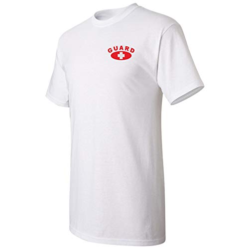 Kemp USA Classic Lifeguard Tshirt - Short Sleeve Pull On Closure Crew Neck - 100% Cotton White Tee with Logo on Front and Back - Medium