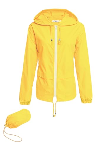 Chubasquero ligero con capucha impermeable para mujer plegable para exteriores