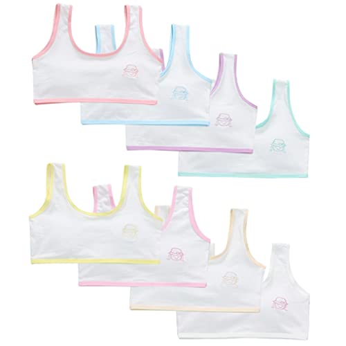 ACMEDE 8 PCS Brassières en Coton pour Fille sous-vêtements Soutien-Gorge de Sport Bretelles Courtes Filles Brassieres Bra Gilet sous-vêtements Bustier Filles Enfants à Ados 8-16 Ans