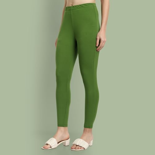 Image of ONE SKY Women Ankle Length Leggings | Premium Cotton Modal Spandex Blend | High Waist Stretchable & Bio-Washed Fabric | Colour-Lock | Ethnic Leggings for Women