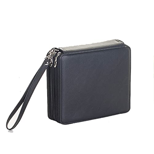 Catekro Estuche para lápices y lápiz de gel de color Organizador de cuero de la PU de gran capacidad portátil Pen Bag 120 colores 127 ranuras (negro) Cover