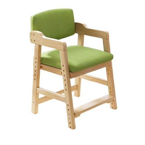 SIzlaho子供用デスクチェア、フットレスト位置 6 段階、背もたれ位置 2 段階、シンプル、組み立て簡単、スタイリッシュ、木製、子供用チェア、お子様の成長に合わせて高さ調節可能 (グリーン,【リネン】)