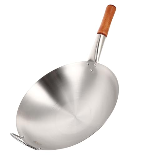 Wok de acero inoxidable con mango largo antideslizante miniatura 1
