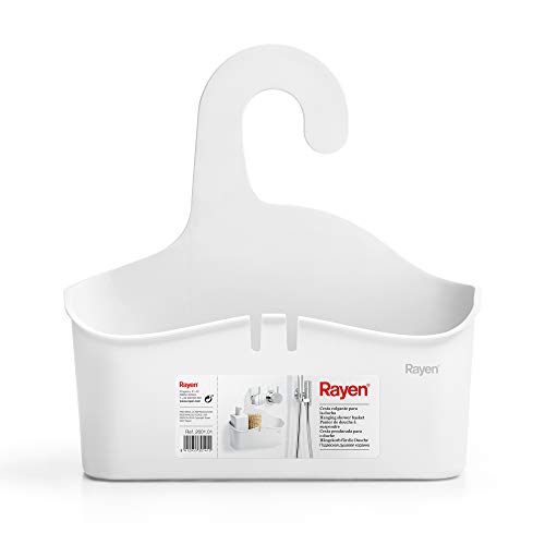 Rayen Hanging Shower Basket, White, Measurements: 28 x 8 x 28 cm (2001.01), Medidas: 28 x 8 x 28 cm