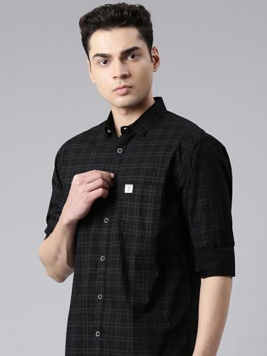 Image of Majestic Man Men's Comfort Slim Fit Pure Cotton Opaque Checked Casual Shirt