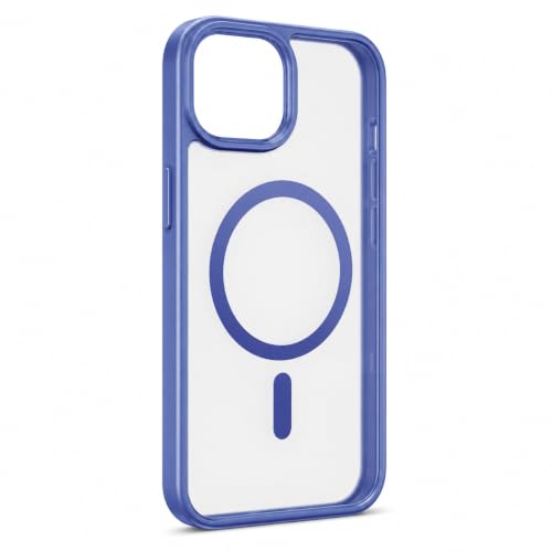Image of MAGA Back Case Cover for Apple iPhone 15, Transparent Sky Blue Magnetic Case Compatible with MagSafe, Hybrid Hard PC Back & Soft TPU Bumper, Shockproof Protective Cover - Sky Blue