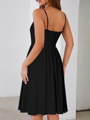 Image of YATHON Casual Dresses for Women Sleeveless Cotton Summer Beach Dress A Line Spaghetti Strap Sundresses with Pockets