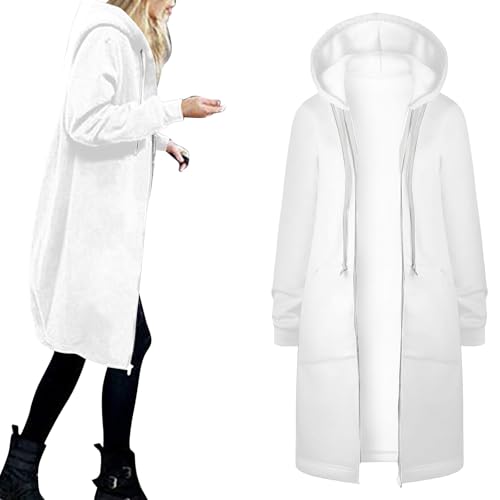 Manteau à capuche en polaire pour femme avec fermeture éclair et poches