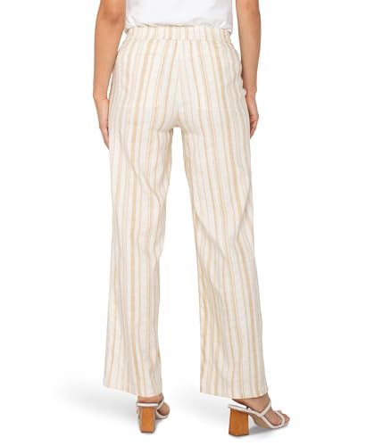 Liverpool Los Angeles Womens Pull-On Drawstring Waist Band Wide Leg Hazelnut Cream Stripe Size: Medium Inseam: 302