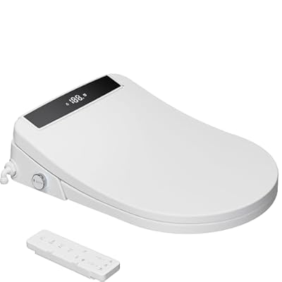 Hawkrown Electric Smart Bidet Toilet Seat, Upgraded Heated Bidet with Adjustable Instant Warm Water and Warm Dryer, Remote Control, Night Light, Slow Close Lid (Round 2 (Remote Control))